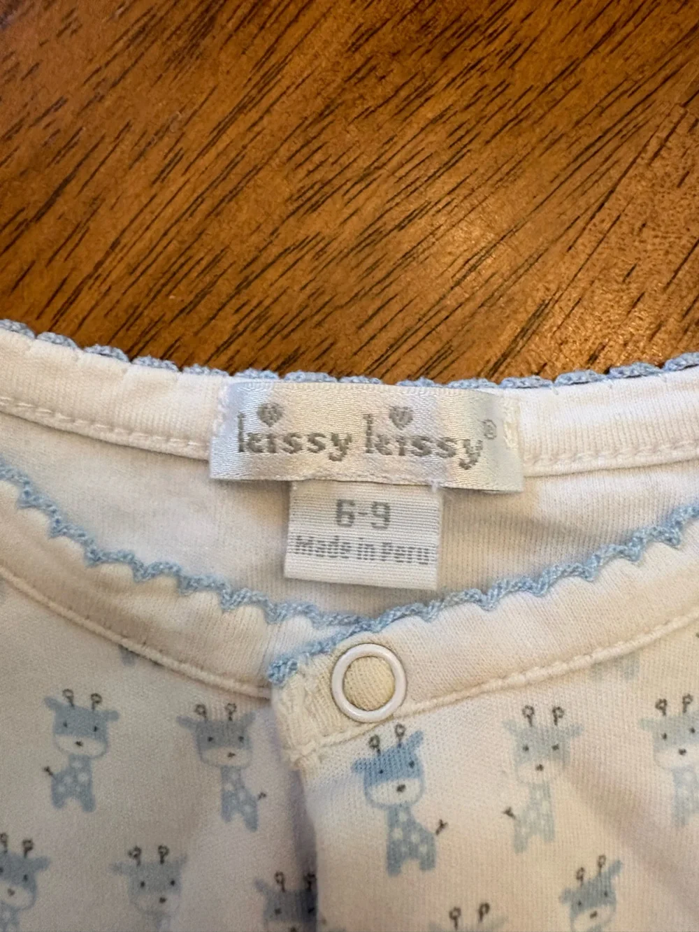 Kissy Kissy 6-9M Blue Giraffe Snap Footed Pajama